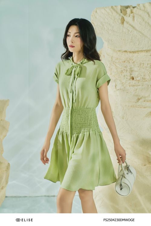 ĐẦM ĐŨI XANH CỐM CHẠY CHUN EO