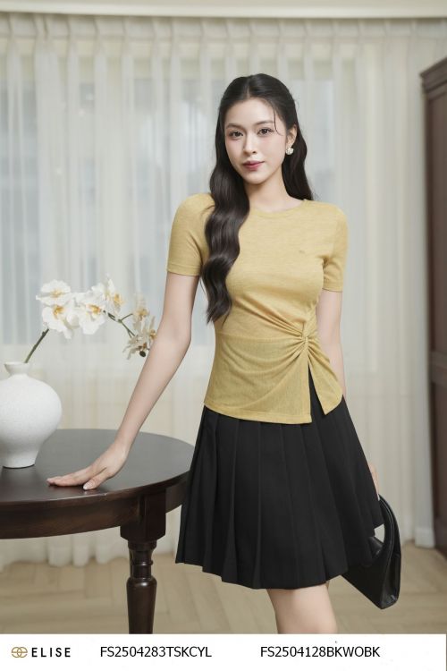 ÁO THUN VÀNG MƠ XOẮN EO