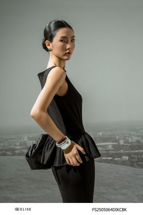 ĐẦM THUN ĐEN PEPLUM