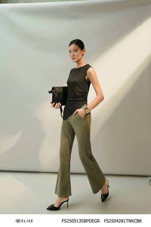 QUẦN DENIM GHI LOE ỐNG VẨY