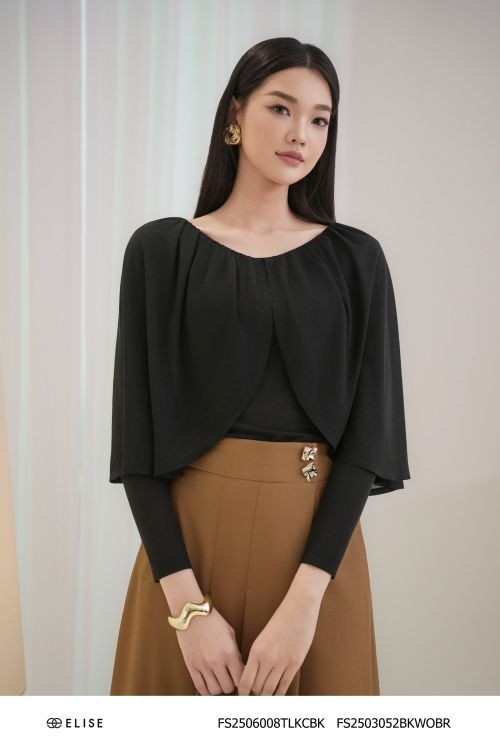 ÁO THUN ĐEN NHÚN CỔ