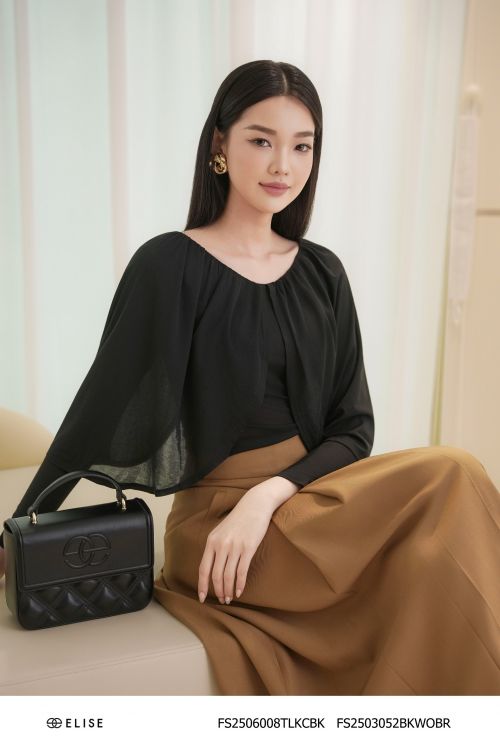 ÁO THUN ĐEN NHÚN CỔ