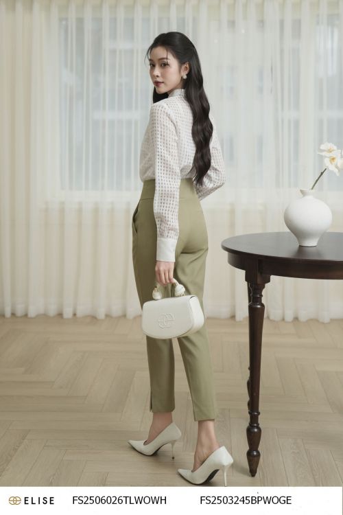QUẦN BAGGY XANH OLIVE NHẠT CẠP CÚC LỆCH