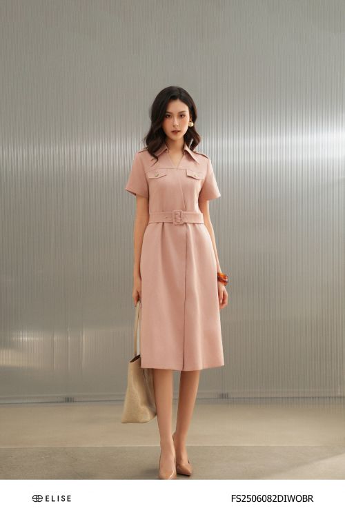 ĐẦM SẠN NÂU SÁNG NẮP TÚI NGỰC