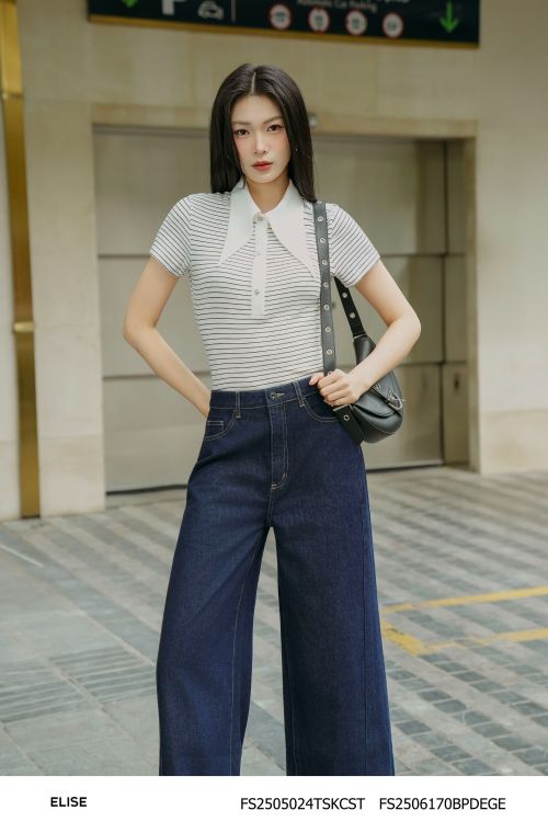 QUẦN DENIM SUÔNG XANH CHÀM GẤU LƠ VÊ