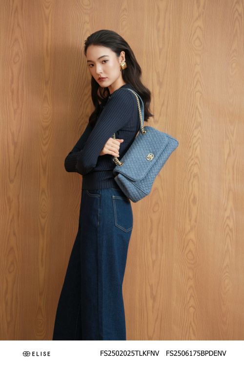 QUẦN DENIM SUÔNG GẤU LƠVÊ THÊU CHỮ ELISE