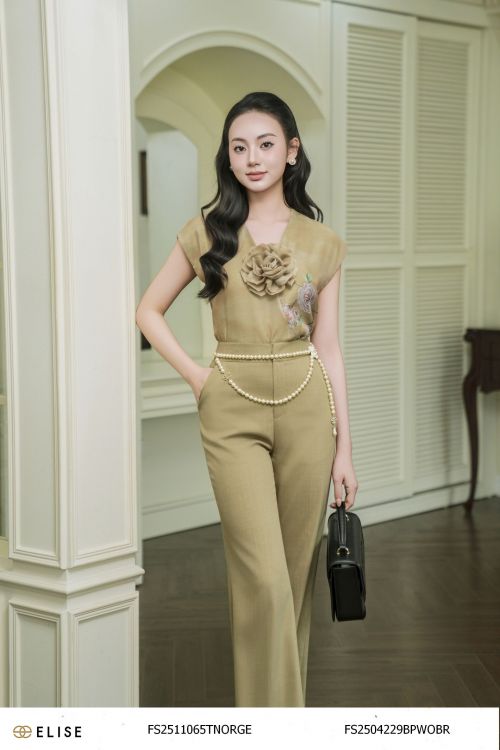 QUẦN LOE NÂU RÊU TÚI CHÉO