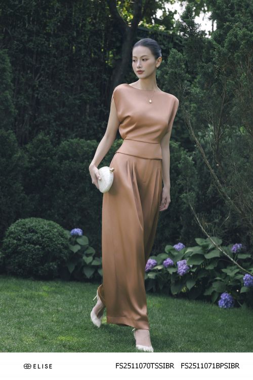 QUẦN SUÔNG LỤA NÂU CAM LY SÚP