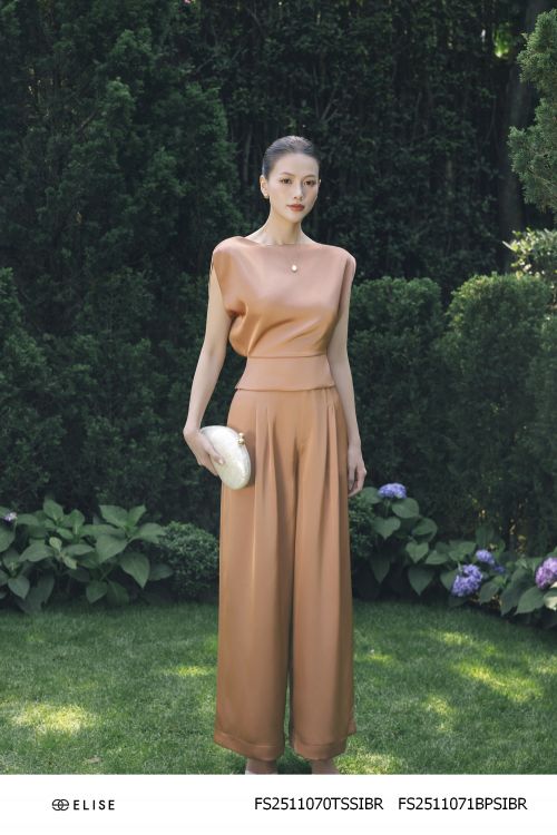 QUẦN SUÔNG LỤA NÂU CAM LY SÚP