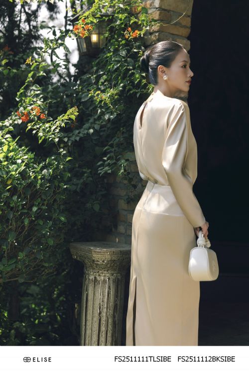 CV LỤA BE NÂU XẾP MÍ XẺ SAU