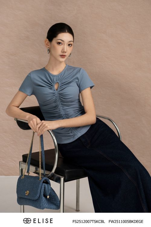 ÁO THUN GHI XANH NHÚN NGỰC