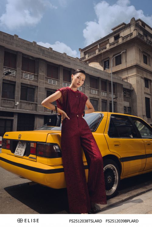 QUẦN SUÔNG REN HOA ĐỎ SẪM TÚI SƯỜN