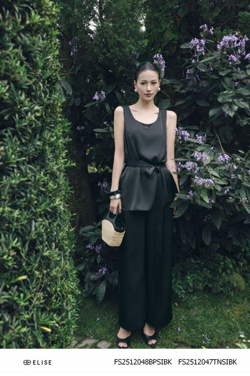 QUẦN LỤA SUÔNG ĐEN TÚI CHÉO