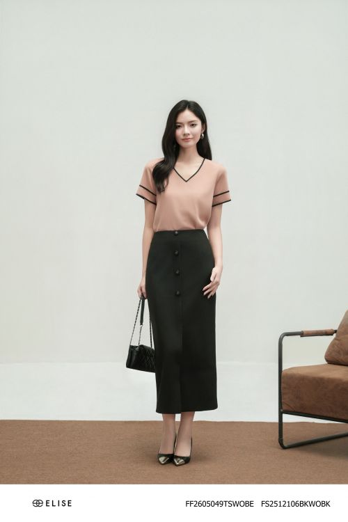 JUPE BÚT CHÌ ĐEN XẺ TRƯỚC DIỄU MÍ