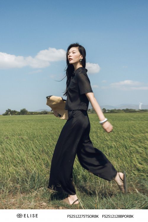 QUẦN SUÔNG TƠ ĐEN TÚI CHÉO