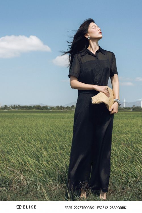 QUẦN SUÔNG TƠ ĐEN TÚI CHÉO