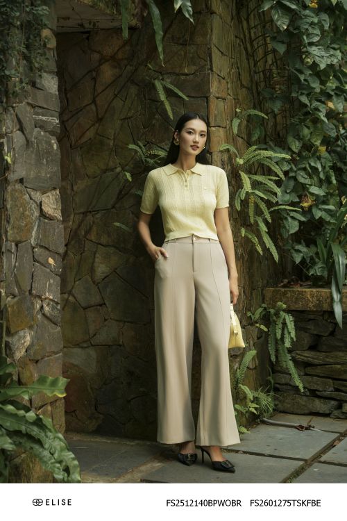 QUẦN SUÔNG NÂU VÂN TÚI CHÉO
