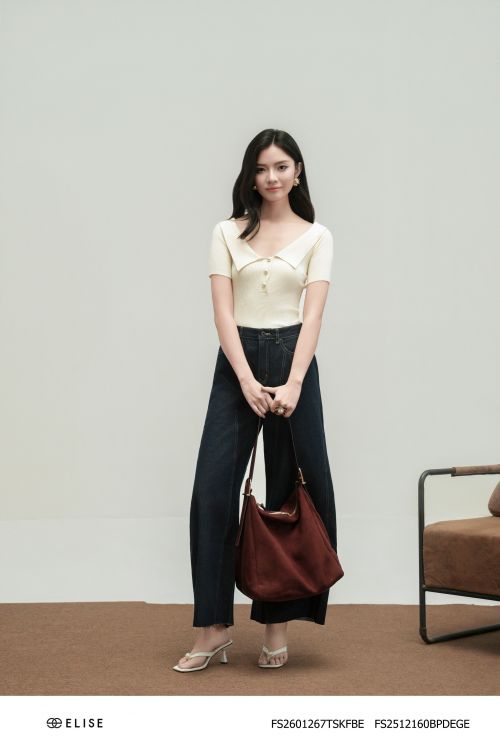 QUẦN JEANS XANH CHÀM CÚP TRƯỚC ĐÍNH LOGO