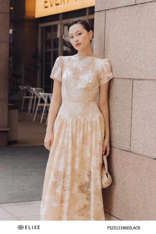 ĐẦM REN KEM HT CAM XẾP NHÚN LY