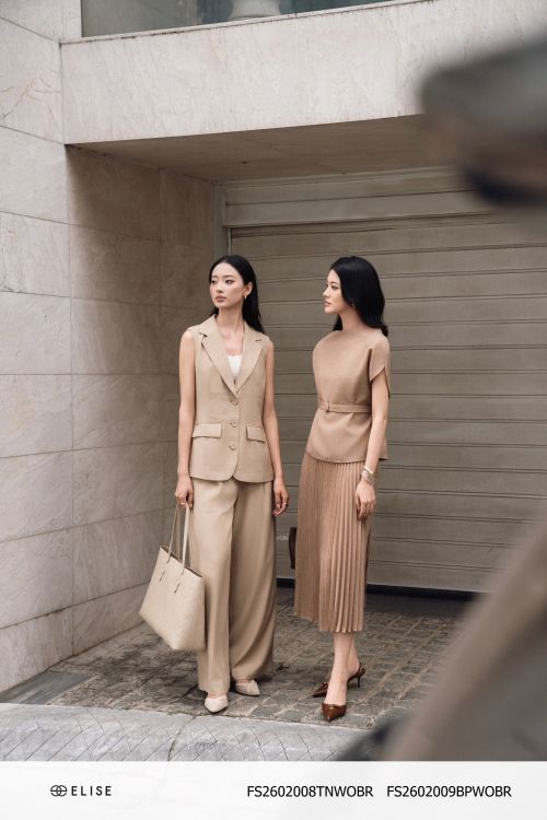 QUẦN SUÔNG LINEN NÂU TÚI CHÉO