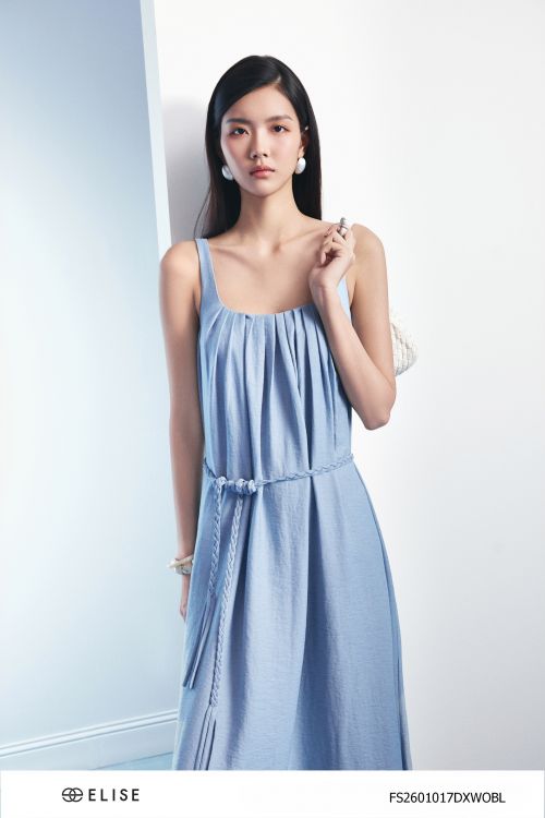 ĐẦM MAXI LINEN XANH MUỐI TIÊU TẾT ĐAI EO