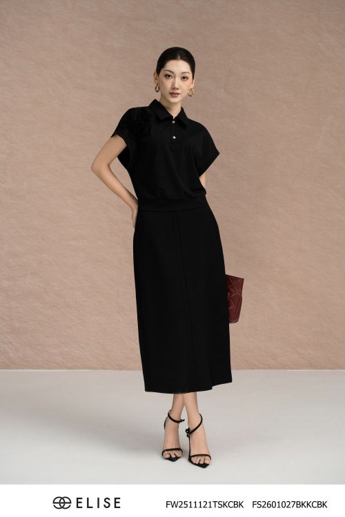 JUPE UMI ĐEN XẺ SAU TÚI CHÉO