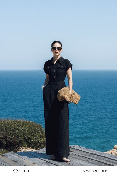 JUMPSUIT DÀI REN HOA ĐEN CỔ ĐỨC