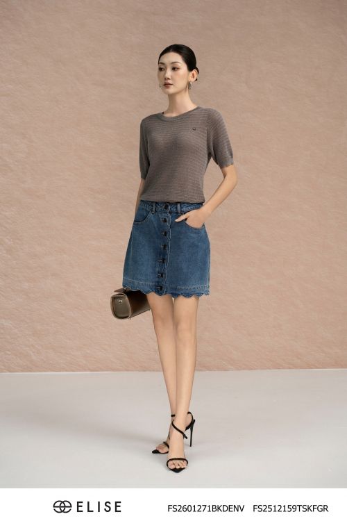 CHÂN VÁY DENIM SÓNG GẤU