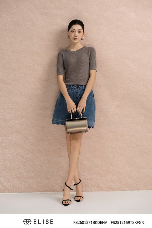 CHÂN VÁY DENIM SÓNG GẤU