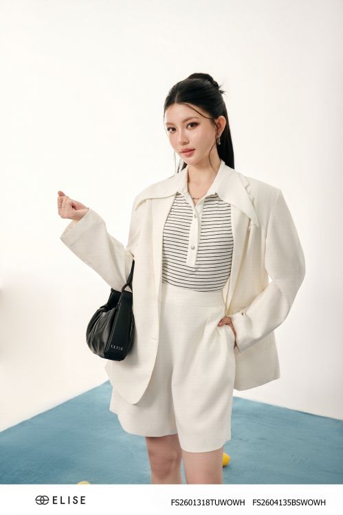 BLAZER LINEN TRẮNG MUỐI TIÊU CƠI TÚI