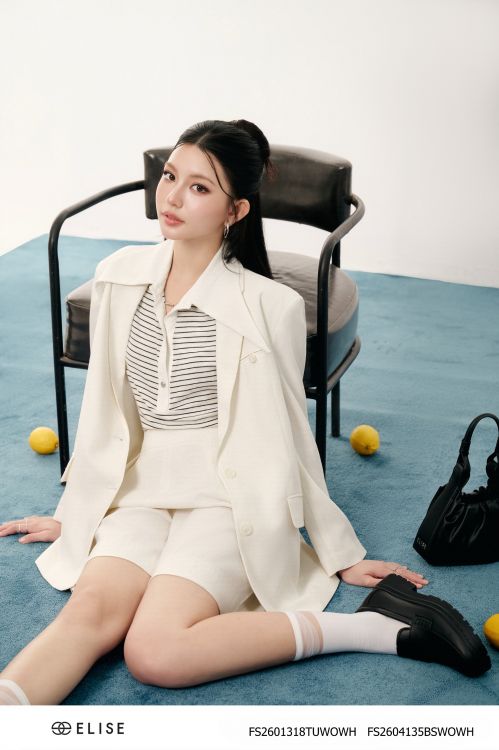 BLAZER LINEN TRẮNG MUỐI TIÊU CƠI TÚI