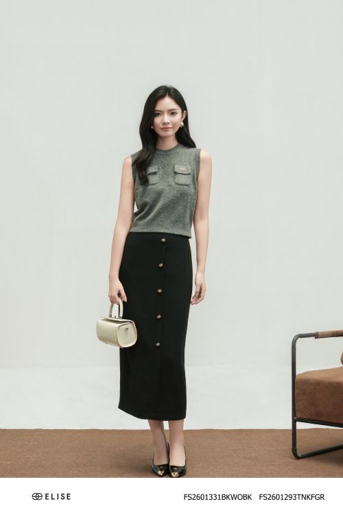 JUPE BÚT CHÌ ĐEN XẺ SAU