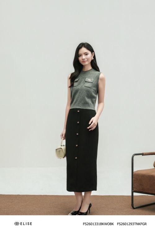 JUPE BÚT CHÌ ĐEN XẺ SAU