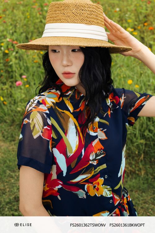 SM CHIFFON HOA NỀN TÍM THAN