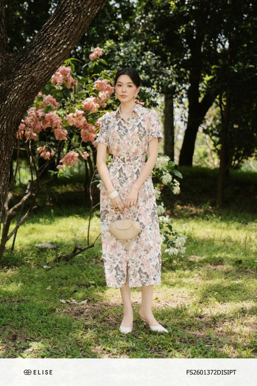 ĐẦM LỤA HT HOA ĐAI EO