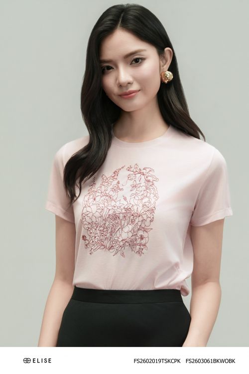 ÁO THUN HỒNG THÊU ĐÍNH CƯỜM