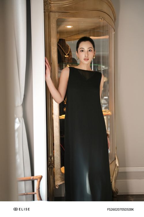 SET ĐẦM LỤA ĐEN KÈM ĐẦM CHIFFON PHỦ