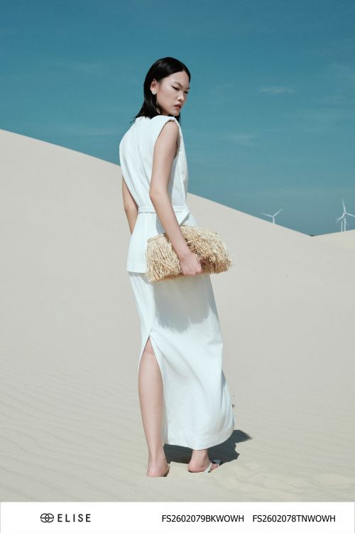 JUPE LINEN TRẮNG XẺ SAU CẠP LIỀN