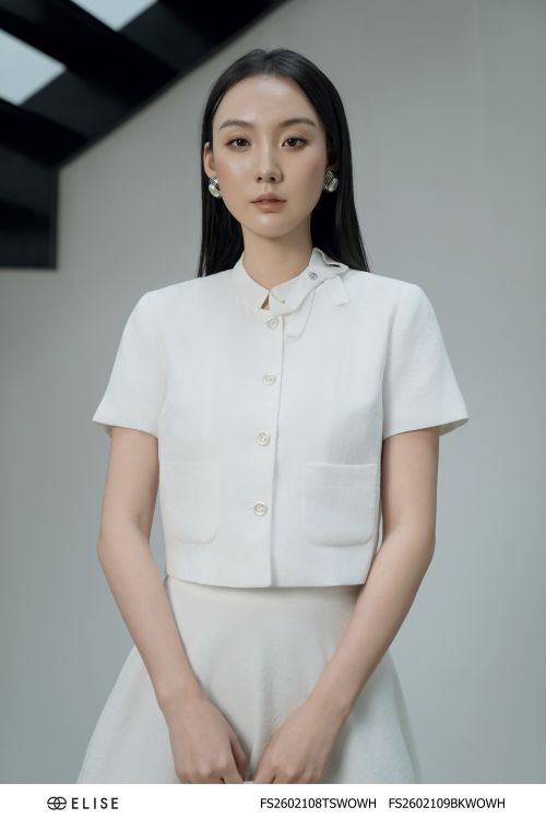 ÁO TUYTSY TRẮNG VÂN HOA ỐP TÚI