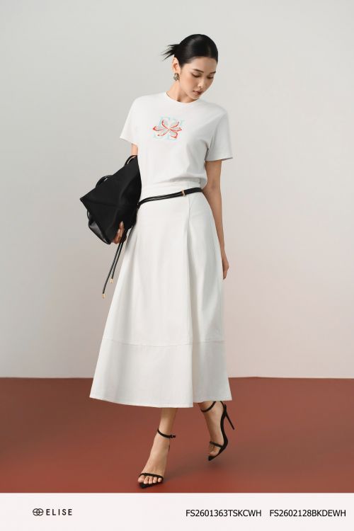 JUPE DENIM TRẮNG CẠP VIỀN