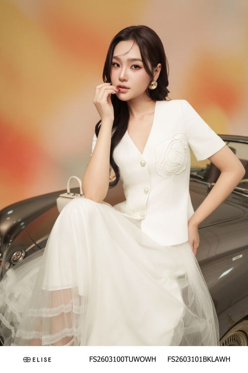 VEST TRẮNG TENDY ĐÍNH TRAI