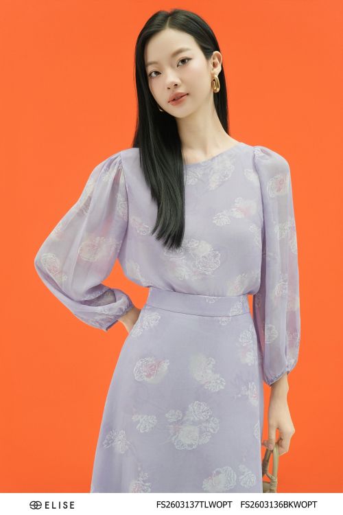 ÁO CHIFFON HT HOA NỀN TÍM