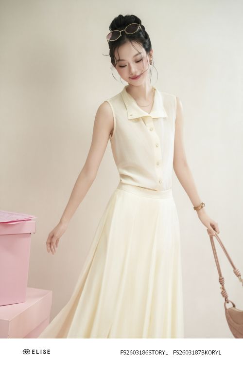 SET ÁO VÀNG NHẠT SÁT NÁCH CỔ LEO