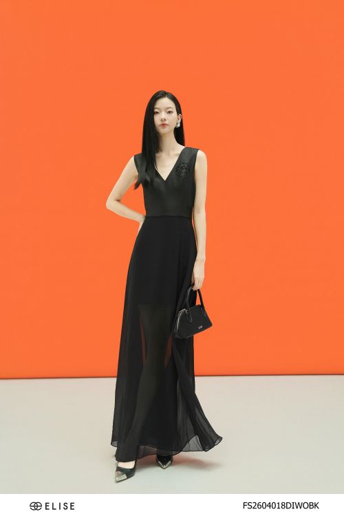 ĐẦM TAFTA LỤA ĐEN PHỐI CHIFFON