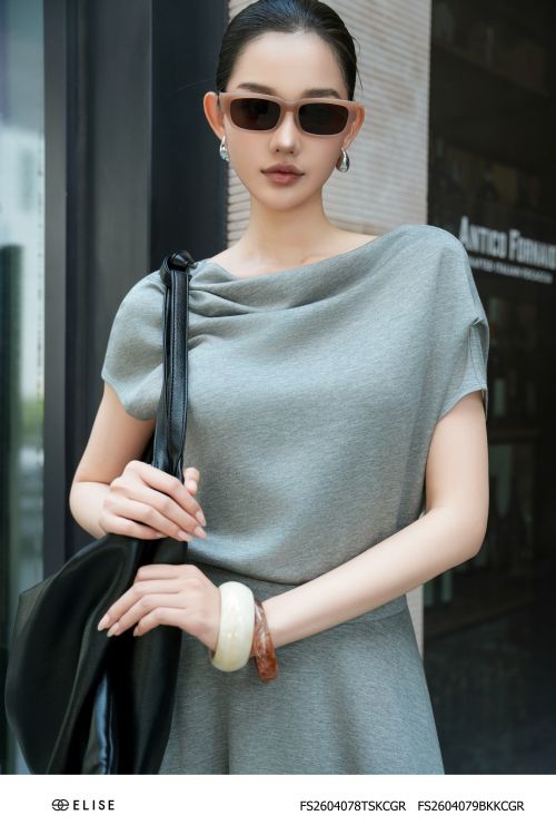ÁO THUN GHI TRỄ VAI NHÚN EO