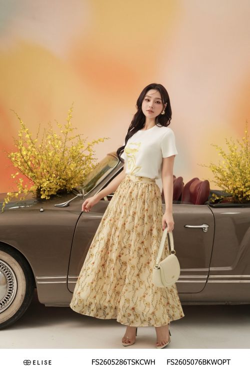 JUPE HT HOA DÂY NỀN VÀNG XẺ SAU