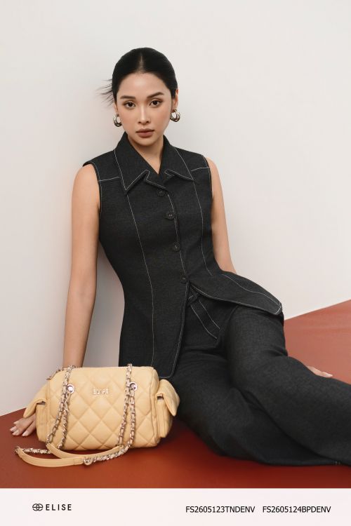 ÁO DENIM SÁT NÁCH DIỄU CHỈ ĐAI EO
