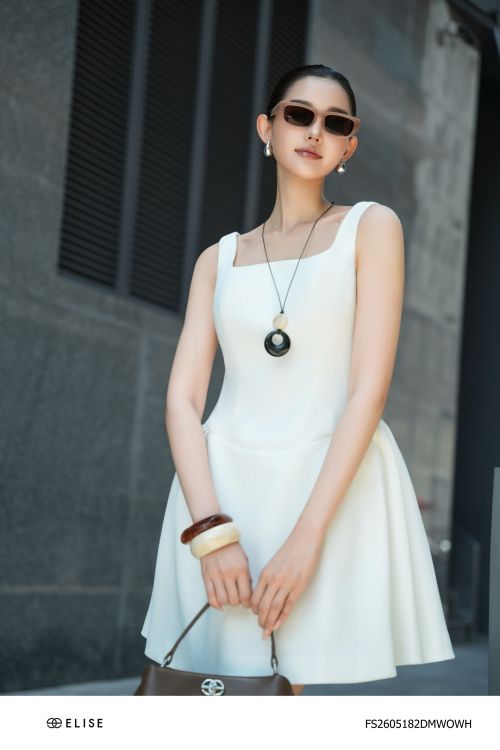 ĐẦM XỐP TRẮNG XẾP NHÚN LY
