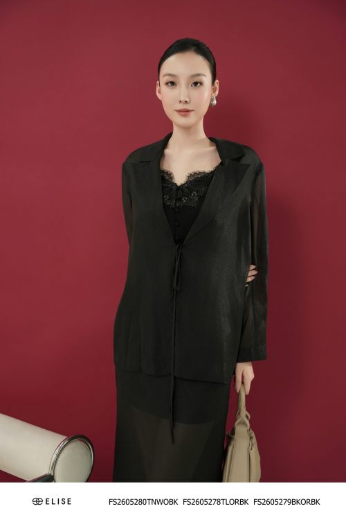 ÁO TƠ ÓNG ĐEN BUỘC DÂY