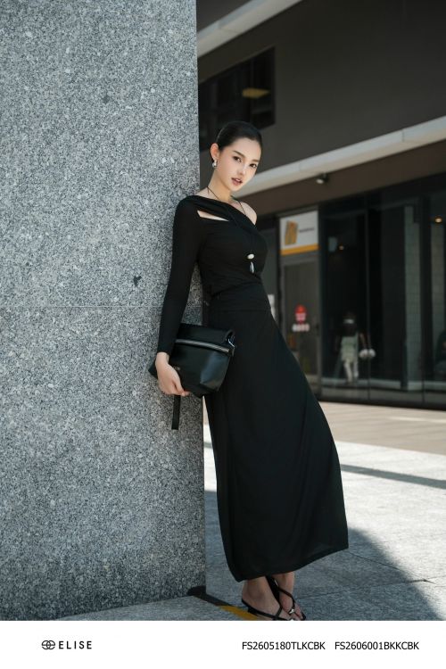CHÂN VÁY THUN ĐEN DÀI